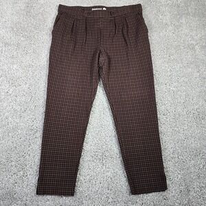 Betabrand Womens Soho Joggers Brown Gingham Plaid Pull On Pants Size XL Preppy